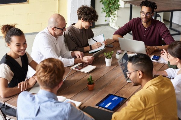 Office employees having a meeting.