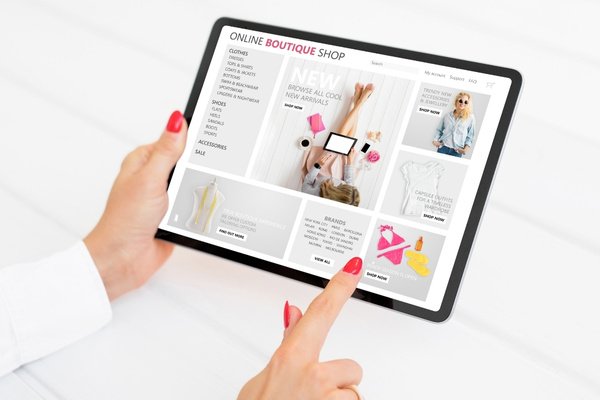 A woman shopping online.