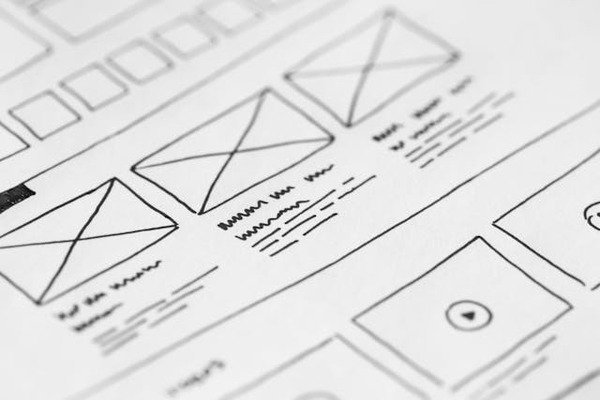 a white paper with web design outline