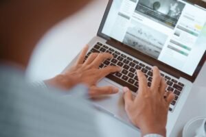 A person working on SEO content for a website