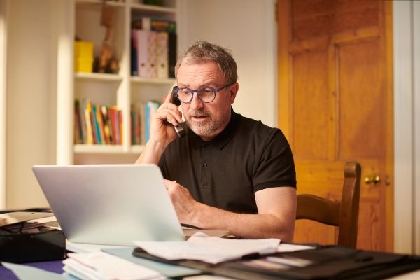 business owner talking to someone