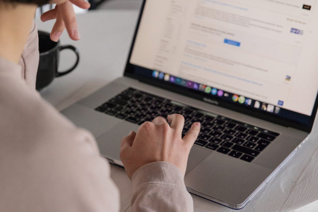 Person working on a laptop