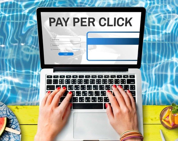 Woman logging in to her Google Ads account