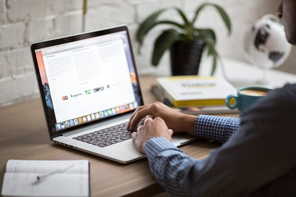 A person writing a blog post for the website
