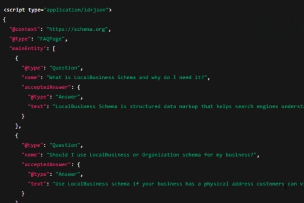 A Sample FAQ Schema Markup