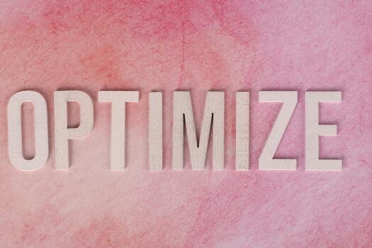 Pink optimize text representing what SEO agencies do to improve website performance.