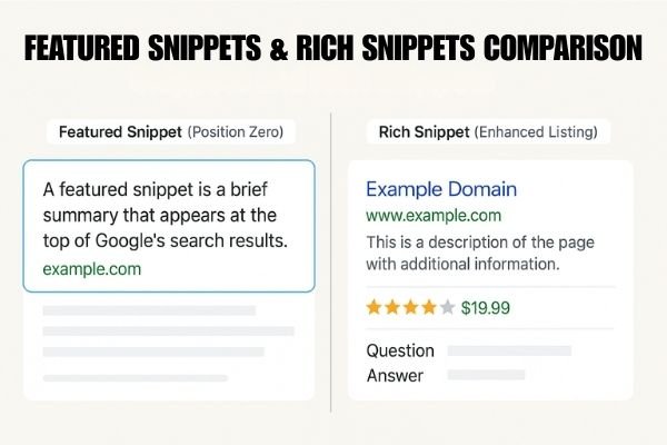 What's The Difference: Rich Snippets Vs Featured Snippets? 2 Featured Snippets And Rich Snippets Comparison