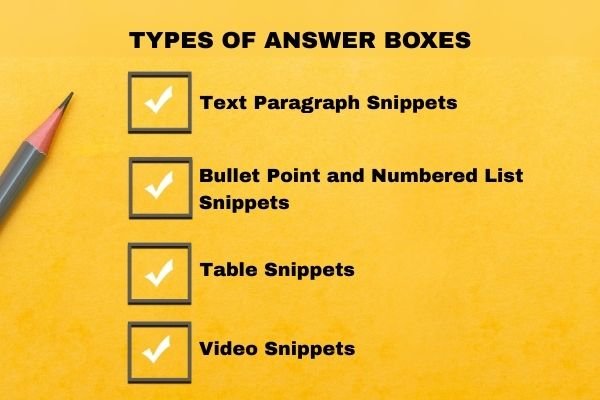 How Do You Rank With A Featured Snippet On Google? 1 Types Of Answer Boxes