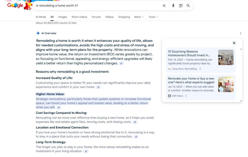 home remodeling ai seo search