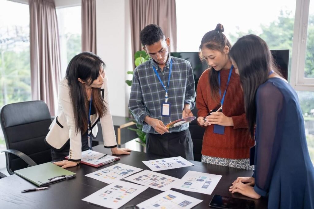Team planning web design marketing strategy