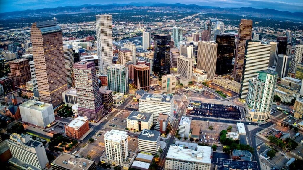 aerial view of denver buildings