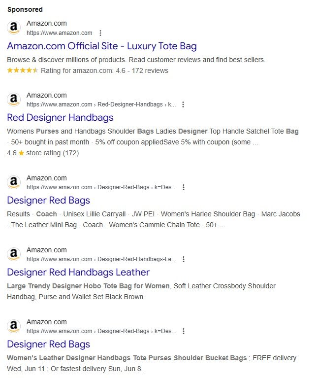 amazon red bag products