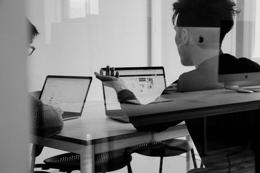 two people discussing on the web design