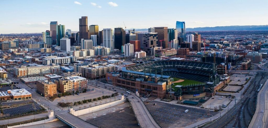 aerial view of denver buildings