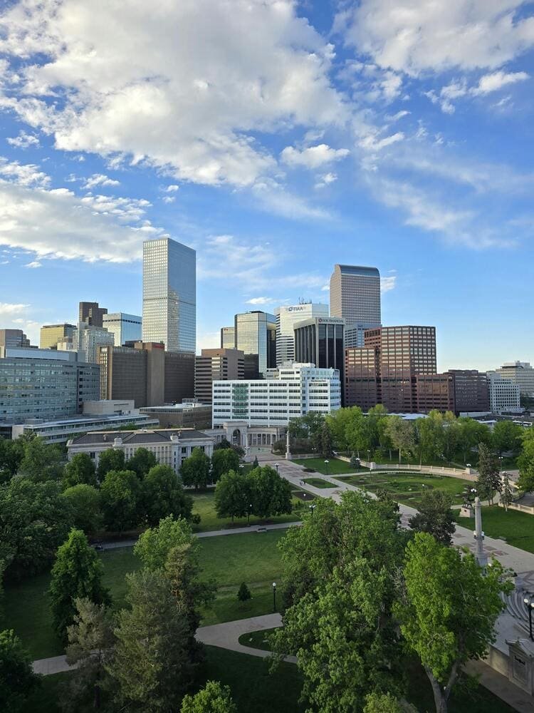 aerial city view in denver
