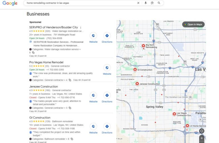 Best AI SEO Agency Las Vegas 1 remodeling contractor in las vegas results in google