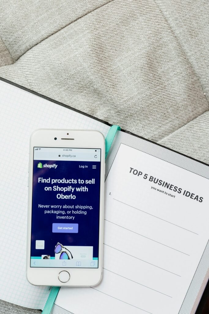 shopify store on a mobile phone