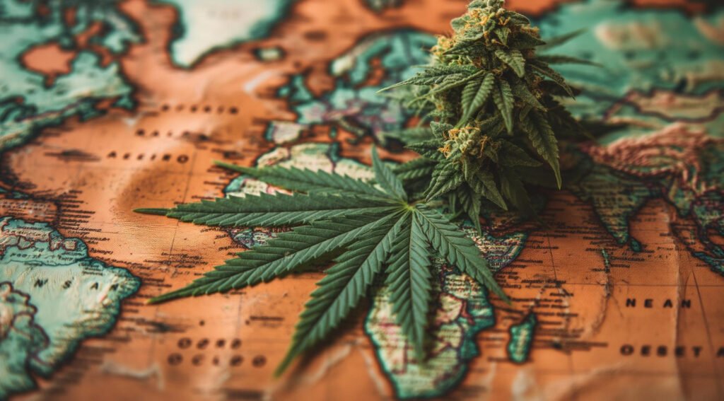 A map and Cannabis product illustrating local dominance in SEO