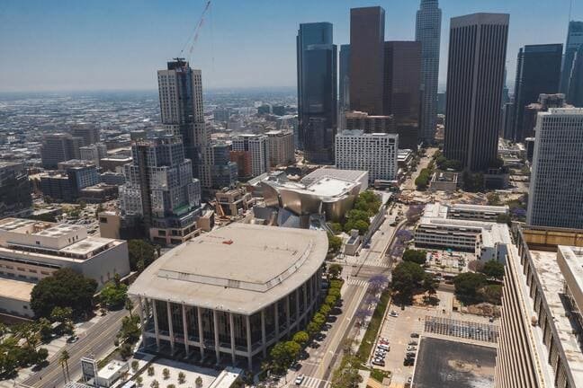 aerial view of los angeles buildings