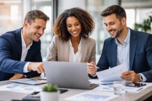 Collaborative discussion in a modern office