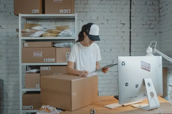 Businesswoman checking online buyers