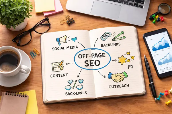 Off-page SEO strategies on desk