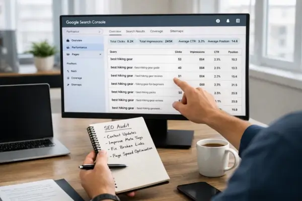 SEO analyst identifying keyword overlap using search data.