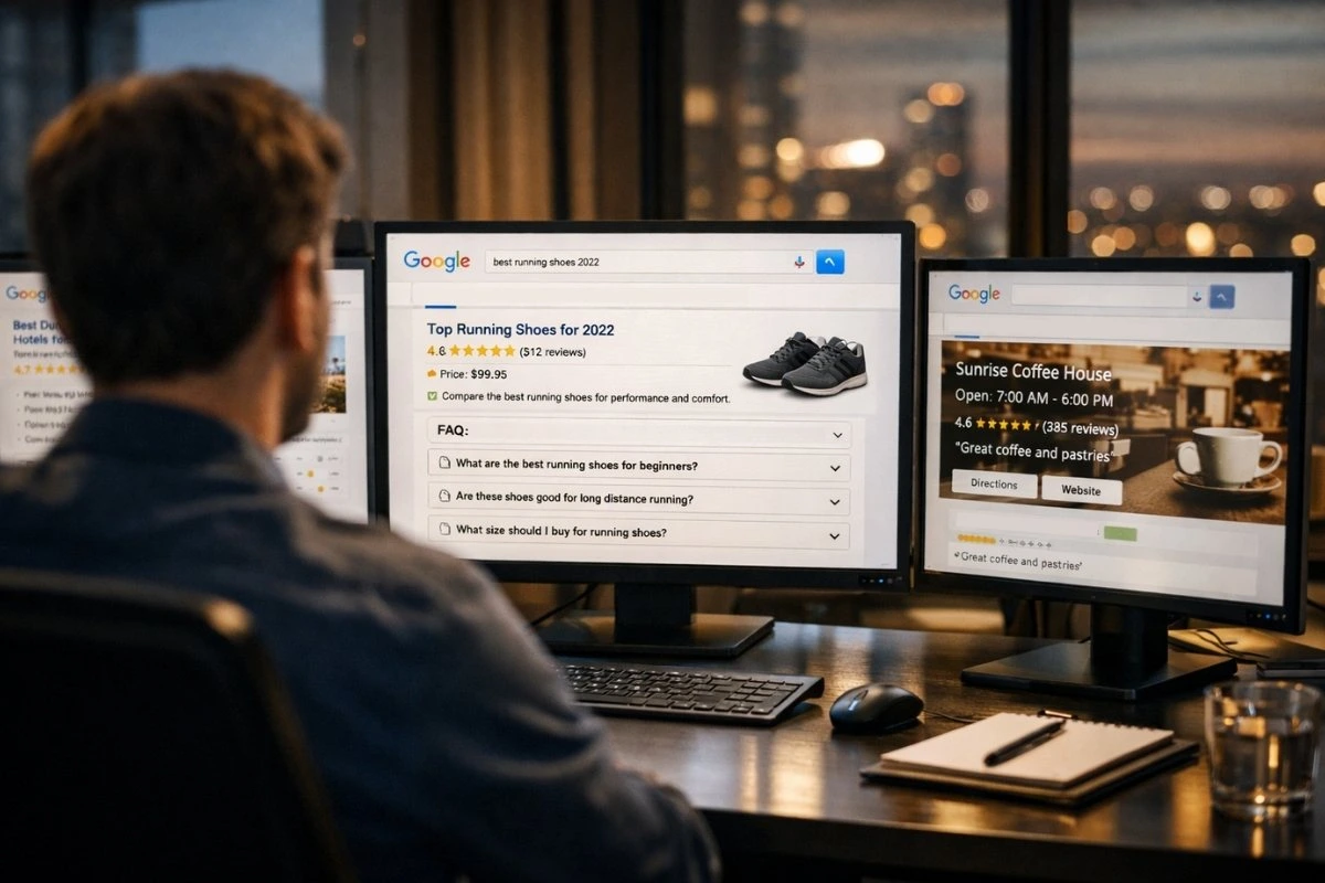 Google search results with rich snippets.