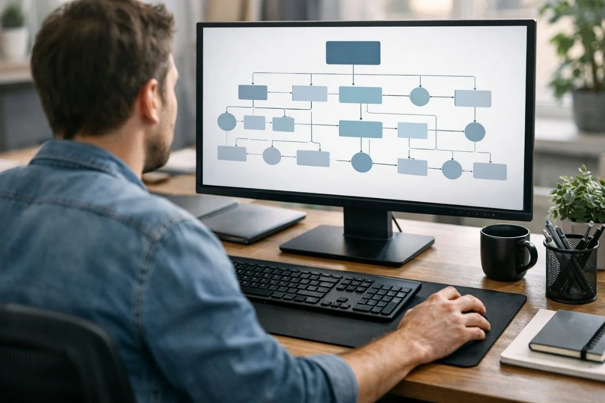 SEO professional viewing website structure.