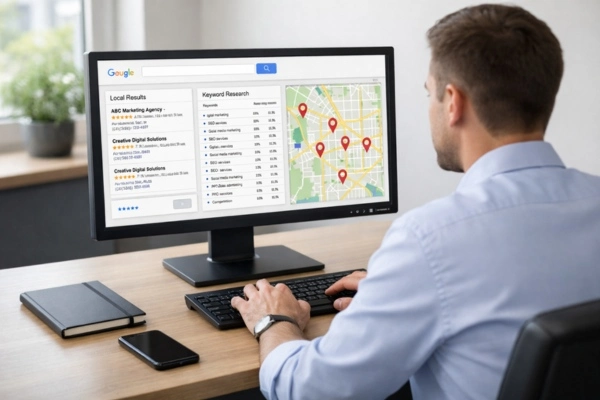 Optimizing website for local search visibility.