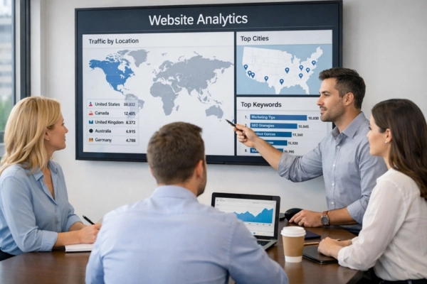 Small business analyzing local SEO performances.