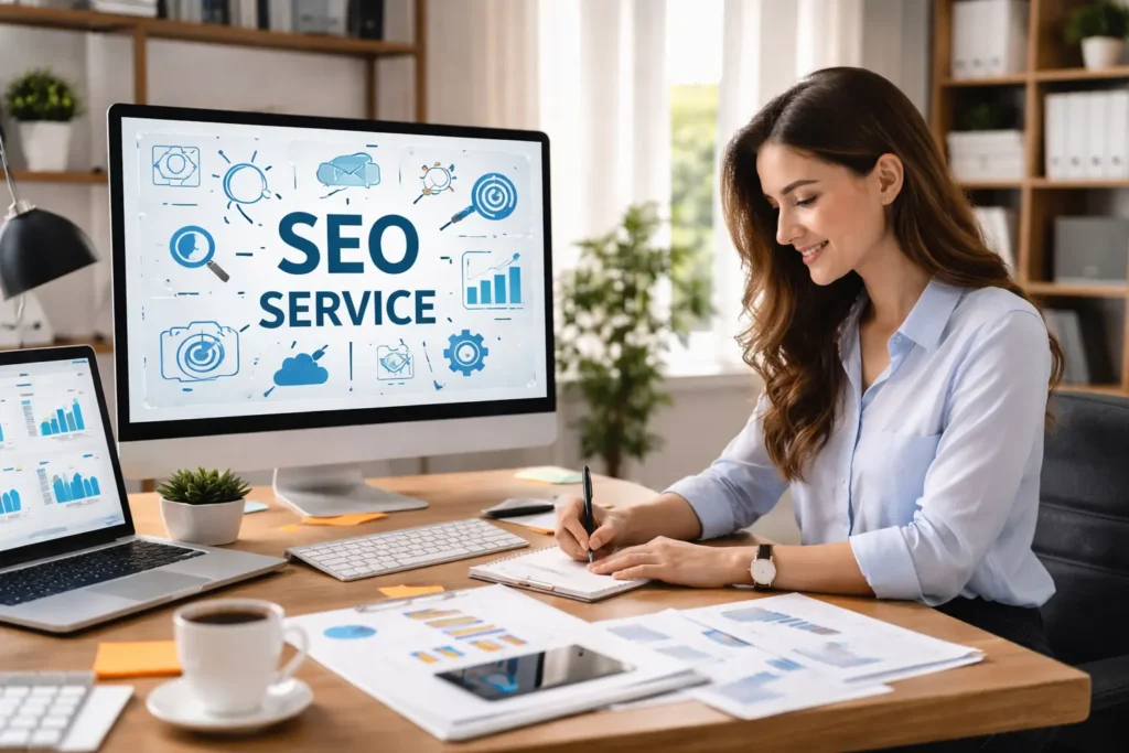 A woman providing seo service