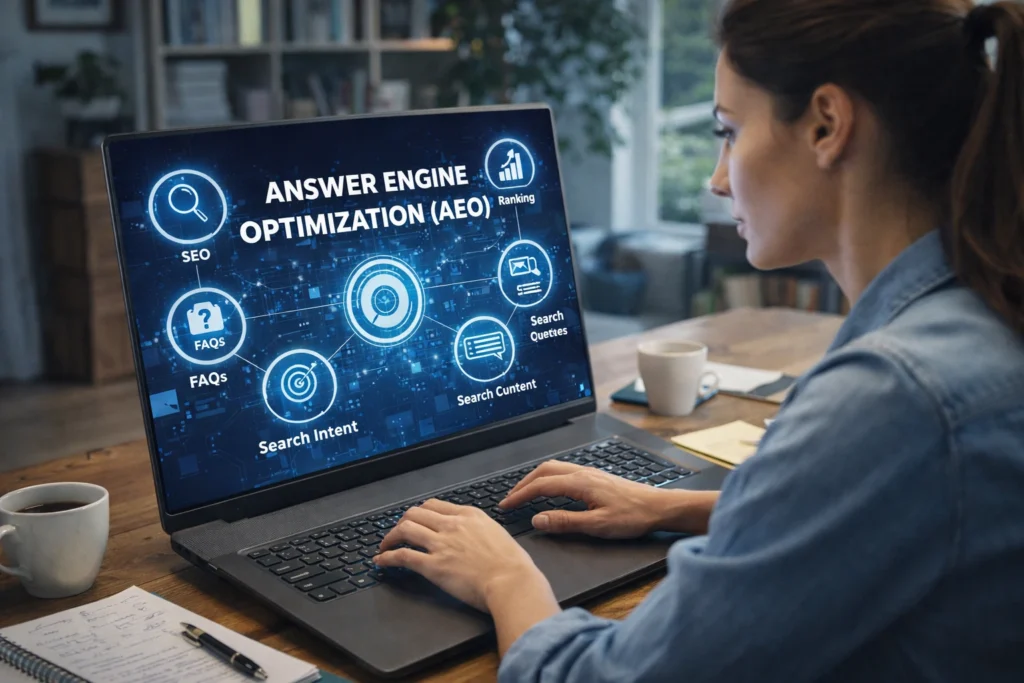 woman working on AEO