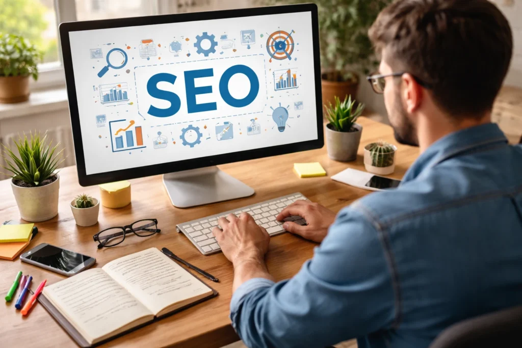 a man working on seo