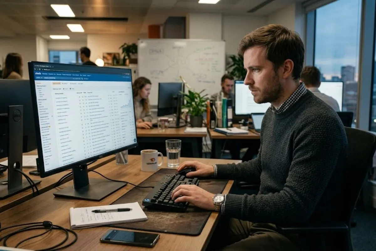 Man building backlinks for website SEO