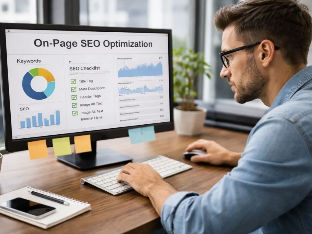 SEO expert optimizing web pages in NYC, NY office