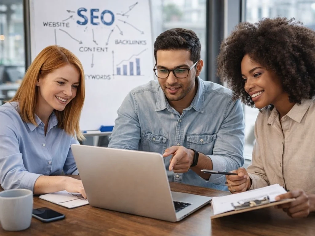 Search engine optimization specialists in a meeting in NYC, NY