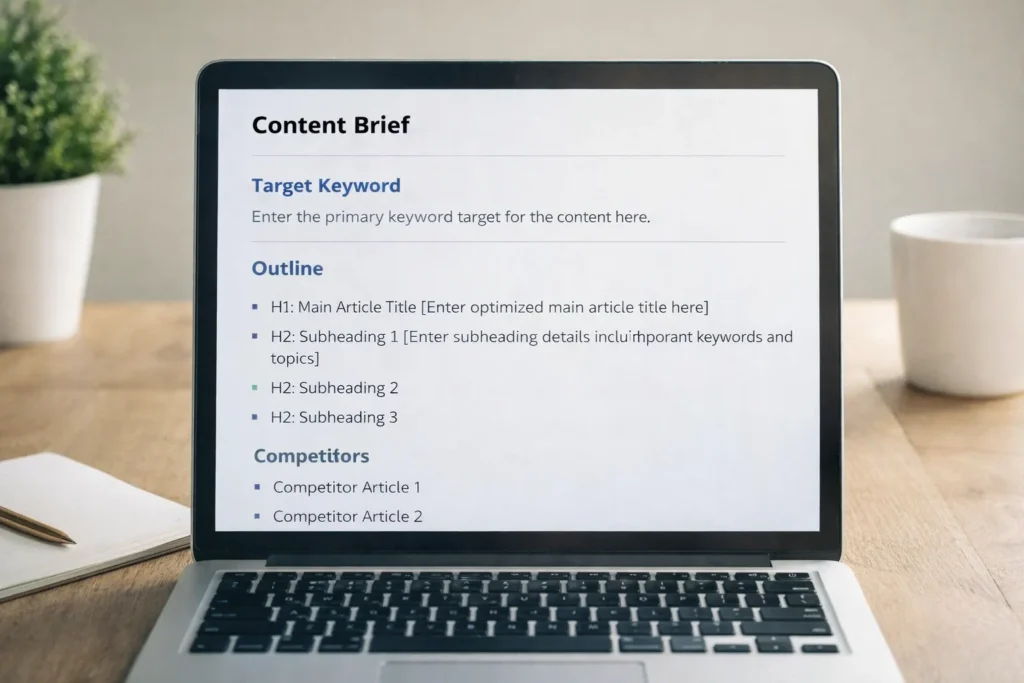 Content brief template for SEO article planning