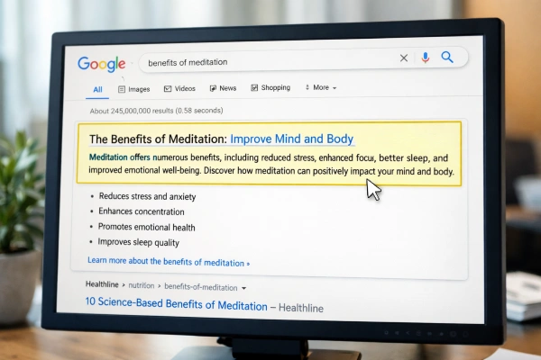 Title tag and meta description in Google search results