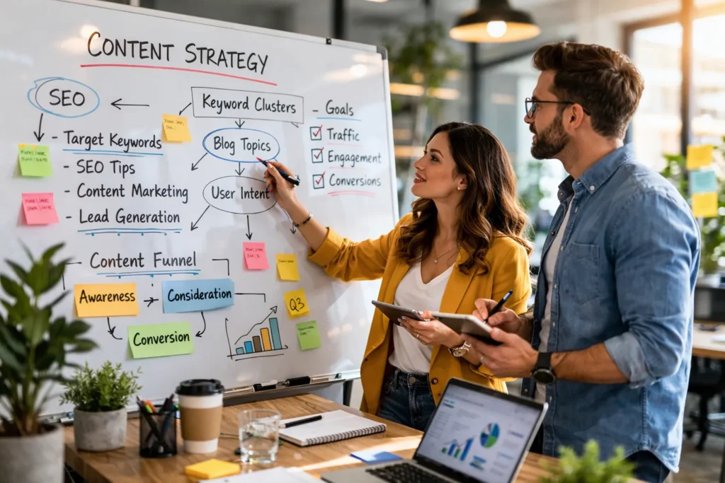 Content team building backlink-worthy SEO content strategy
