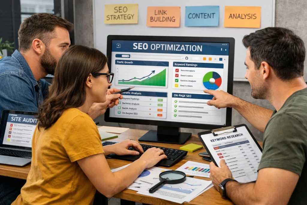 SEO experts optimizing a website in Denver, CO