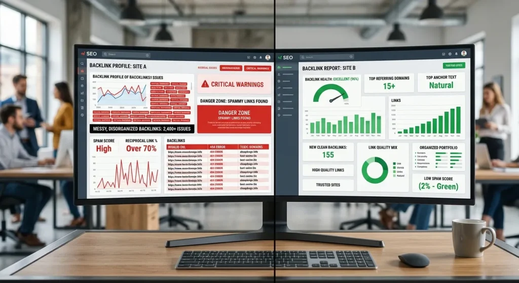 Comparing healthy and toxic backlink profiles using SEO tools