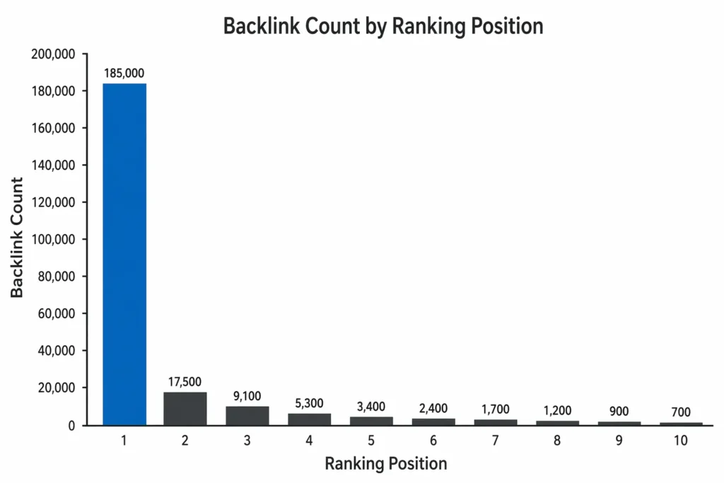 Backlink count comparison across Google ranking positions