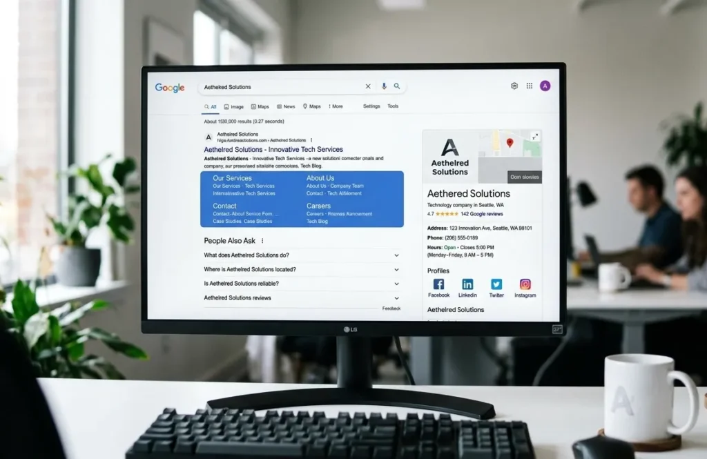 Google Knowledge Panel and SERP features for branded search results 