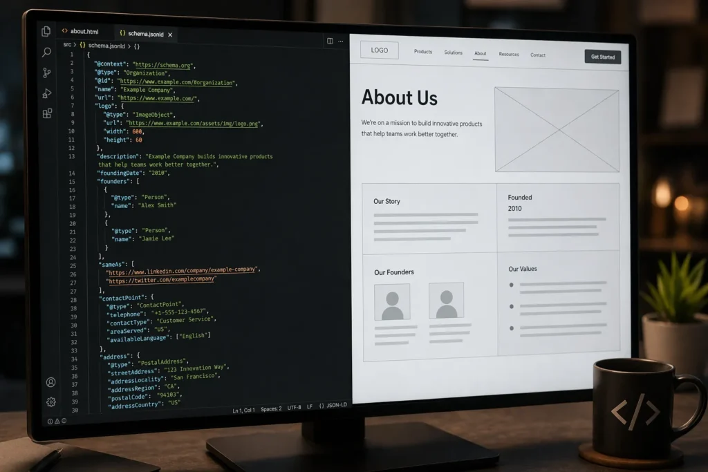 Structured data schema markup for brand entity SEO
