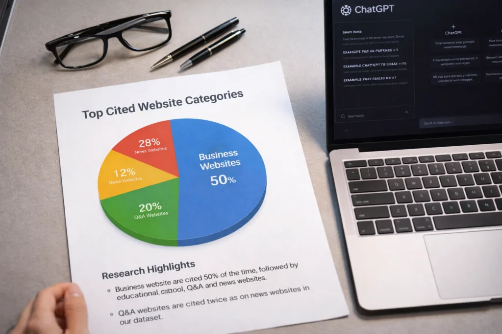Fifty percent of links in ChatGPT responses point to business service websites