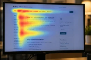 F-pattern heatmap showing how users scan web page content hierarchy