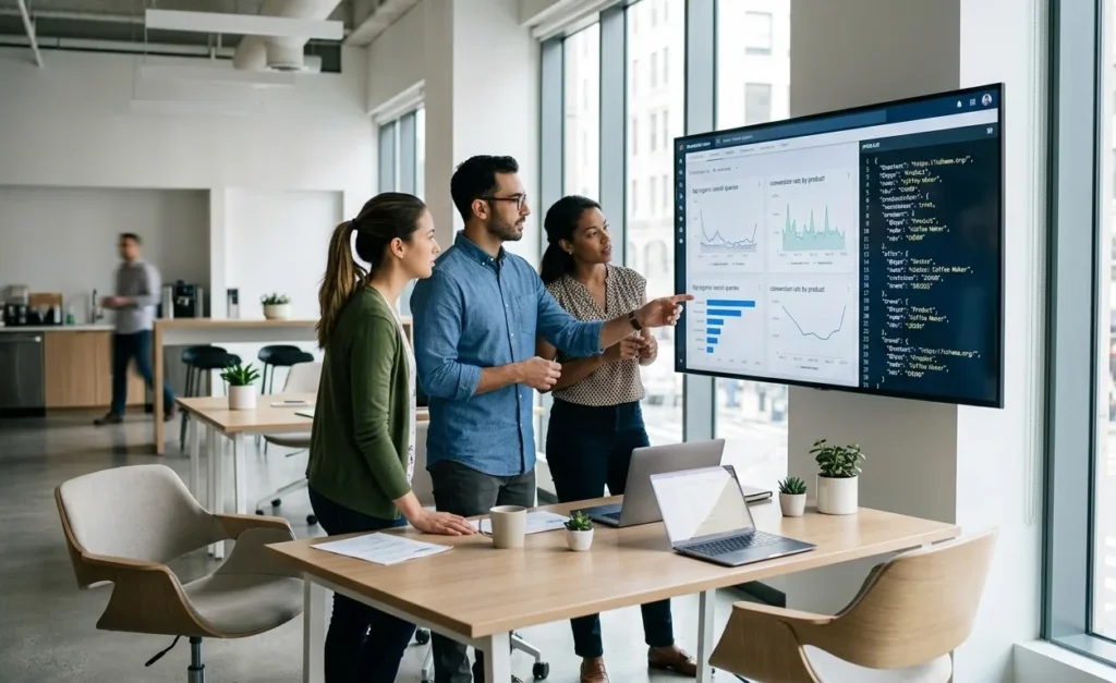 How Does AI Personalized Search For E-Commerce Work 2026 5 Marketer reviewing zero-click search data and AI overview metrics on printed report