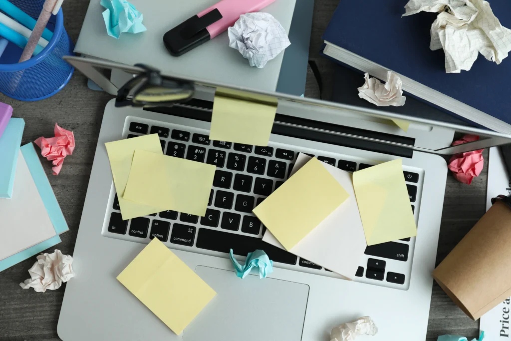 Is SEO Dead In 2026? What The Data Actually Shows 4 Messy workstation with crumpled papers throughout