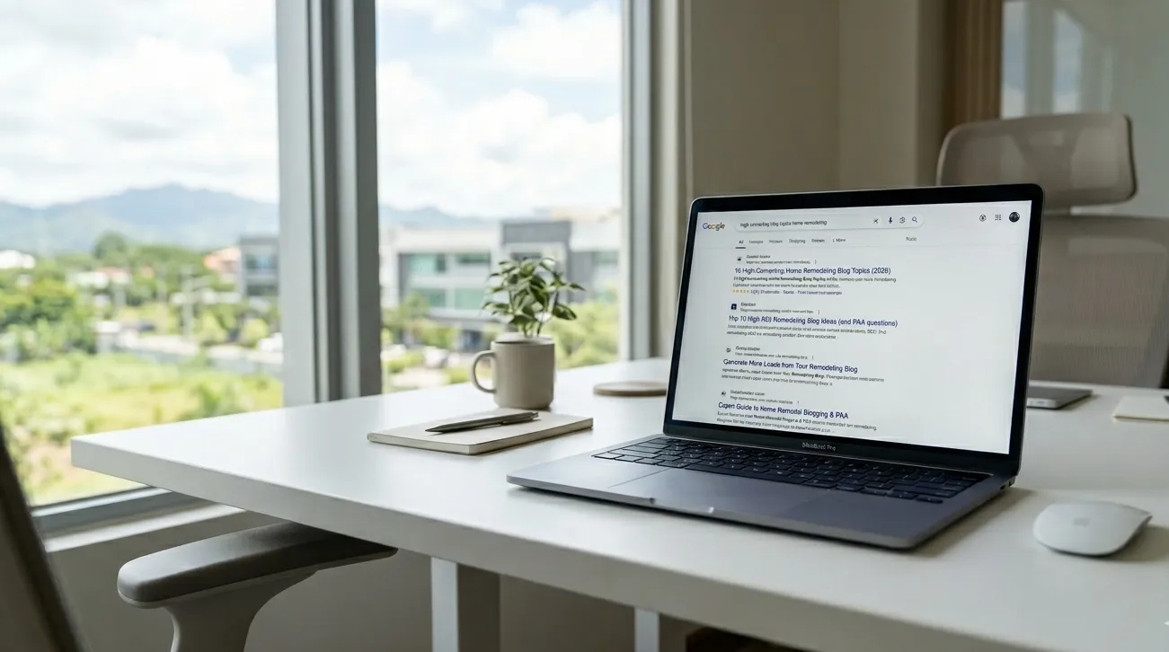 Blog 7 On-page SEO elements visible in Google search results on laptop screen